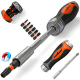 HORUSDY 6-in-1 Ratcheting Screwdriver Set, Magnetic Multi-Bit Screwdriver with Built-in Premium S2 Bits & 126mm Extension Bar, D