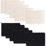 Gejoy 10 Pieces Cosmetic Canvas Pouch Bag Multipurpose Makeup Bag with Zipper Cotton Canvas Travel Toiletry Pouch DIY Craft (M,