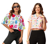 Toplot Women'S Casual Printed Crop Top With Short Sleeve Pack Of 2 (Combo-5135-Mlt-Mlt-M),Multi-Multi,,B0CCXXWWXG