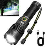 TUBORGO Rechargeable Flashlights 2200 High lumens, Super Bright LED Tactical Flashlight, Zoomable, IPX6 Waterproof, 6 Modes, Pow