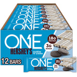 ONE Protein Bars, Hersheys Cookies n Creme, Gluten Free with 18g Protein and 3g Sugar, Pantry Staples, 2.12 oz (12 Count)