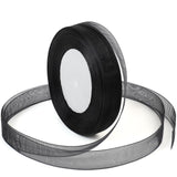Black Ribbon for Gift Wrapping, 5/8 inch 50Yard Sheer Organza Chiffon Ribbon for Halloween Gifts Wrapping, Flower Bouquet, Hair,
