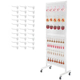 Eastern Tree Metal Pegboard Display Stand 2'x 5' with 30 Hooks, Pegboard Panels Display with Wheels, Peg Board Display Rack, Sta