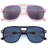 FEIVSN 2 Pack Aviator Reading Sunglasses for Women Men Full Lens Sun Readers PC Frame NO Bifocal, Black/Pink, +1.50