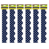 Teacher Created Resources Scalloped Border, 3-Inch X 210-Ft, Navy Polka Dots (Tcr5432-6)