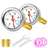 MEANLIN MEASURE 2pcs 0~100Psi Stainless Steel Liquid Filled, 1/8 NPT 1.5 Glycerin Filled Pressure Gauge, Water Oil Air, Lower Mo