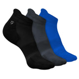 Footprints Odour Free Organic Cotton Unisex Ankle Terry Bamboo Socks Pack Of 3 | Black, Grey & Blue