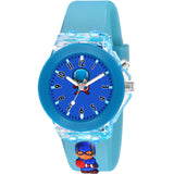Shocknshop Nylon 3D Cartoon Analouge With 7 Color Glowing Disco Light Unisex Analogue Watch For Kids Girls And Boys (Sky Blue Di
