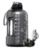AQUAFIT Half Gallon Water Bottle with Time Marker - Straw & Chug Lid - BPA Free Gym Water Bottle with Straw - Big Gallon Jug (Gr