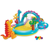 INTEX Dinoland Inflatable Kiddie Pool: Inflatable Kids Pool with Water Sprayer and Slide - Splash Pad - 119 x 90 x 44 - Ages 3+