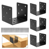 4 PCS Heavy Duty Steel Half Post Base,4x4 Post Anchor Connector,Joist Hanger Brackets Support,Roof Post Cap Tie Brackets for Woo
