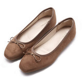 AFEETSING Womens Round Toe Ballet Flats Comfortable Bow Dressy Flats Shoes for Women (A-Brown, Numeric_9)