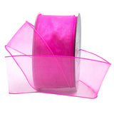 Royal Imports Organza Wired Sheer Ribbon 2.5 (#40) for Floral & Craft Decoration, 50 Yard Roll ((150 FT Spool), Dark Hot Pink
