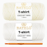BATELO 2 Pack T-Shirt Crochet Yarn for Beginner - Crochet Bags/Basket/Coaster, Thick Elastic Yarn 400g/144yds Polyester Fabric (