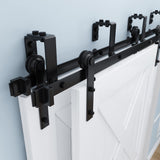 ZEKOO 9FT Double Track Bypass Sliding Barn Door Hardware Kit for 2 Doors, Bypass Barn Door Track Kit, Low Ceiling, Easy Install,