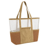 Snappsy Transparent Beach Tote WaterResistant Mesh Shore Tote Easy To LowMaintenance Mesh Handbag For Pool, Travel Brown