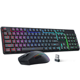 Redragon S107KS Wireless Gaming Keyboard and Mouse, RGB Backlit, 3 Mode (Wired/2.4G/BT), Up to 10,000 DPI Gaming Mouse with Soft
