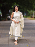 Gosriki Women'S Rayon Viscose Solid Anarkali Kurta With Pant & Dupatta (Kesargod Cream-Gs_Xl_Cream_X-Large),Cream,,B0DVPFZP2Q