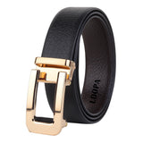 Loopa Men Genuine Leather Reversible Belt With Metallic Auto Lock Buckle In Black & Brown Color Belt (Black, 42)