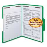 Smead Folders, Two Fasteners, 1/3 Cut Assorted Top Tab, Letter, Green, 50/Box