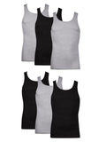 Hanes Mens MoistureWicking Ribbed, Lightweight Cotton Tank Undershirts, 6Pack, Black/Grey Assorted 6pack, 3XLarge