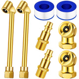 Frienda 8 Pcs Air Chuck 1/4 Inch 2 Way Connection Closed Ball tire Chucks Dual Head NPT Male End Air Hose Pipe Fitting Tyre Valv