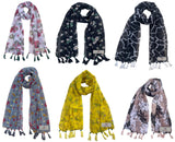 Fusfus WomenS Printed Chiffon Scarves And Stoles, Free Size(Multicolour, Fs2500) Pack Of 6 (Multicolor4)