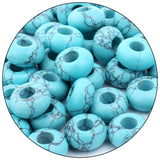 Filluck Large Hole Gemstone Beads for Jewelry Making,Loose Macrame Natural Stone Beads Pack of 15,Blue Turquoise(8 * 14mm)