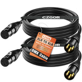 Czgor DMX Cable 10ft 2 Pack, Flexible 3 Pin Gold-Plated XLR Male to Female Cable Wire for Stage Lighting Signal XLR Connection C