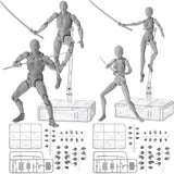 Meooeck 4 Sets Action Figures PVC Body Artists Model posable Drawing Mannequin for Painting, Sketching, Collection Gifts, Home O