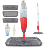 HOMTOYOU Dust Mop for Hardwood Floors: Microfiber Spray Mop for Cleaning Laminate Wood Tile Home Kitchen - 3 Washable Reusable P