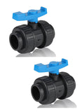2-Pack EFIELD 1-1/4 Sch 80 PVC True Union Full Port Ball Valve, Socket X Socket, Gray (1-1/4-inch)