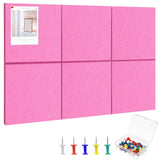 Large Cork Board 36 x 24, 6 Pack Felt Bulletin Board with 30 Pushpins, Cork Boards Alternative with Self-Adhesive Strips, Felt W