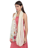 Fabseasons WomenS Cotton Floral Embroidery Stylish Scarf, Dupatta And Stoles (White, Size 70 X 180 Cm)