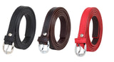 Zacharias WomenS Artificial Leather 0.5 Inches Slim Belt_(V0.5_Black_Brown & Red) (Pack Of 3)