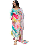 Anni Designer Women'S Cotton Blend Straight Printed Kurta With Pant & Dupatta (Dhimi Pink-Nw_L_Pink_Large),Pink,L