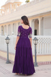 Wedani Georgette Embroidery Zari Sequins-Work Anarkali Kurta Set For Women (In Alpha M Regular Purple),PURPLE,M,Georgette,anarkali,