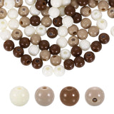 HARFINGTON 100pcs Khaki Acrylic Round Beads 6mm Dia 1.9mm Hole Plastic Resin Smooth Balls Loose Bead for Jewelry Making Bracelet