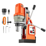 VEVOR Magnetic Drill Press, 1200 W, 1.5 in Boring Diameter, 2248 lbf Power Mag Drill Press, 900 RPM Speed, with Weldon Shank, Ef
