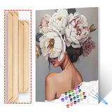 Tucocoo Fashion Girl with Flowers on Head Paint by Numbers for Adults Modern Art Style Figure Lady Painting by Numbers for Adult