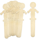 CraftySticks, 300 Pack People Shaped Wooden Craft Sticks, 5.25 Person Shape Wood Popsicle Sticks, Unisex Student Classroom Craf