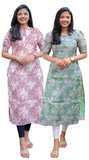 Gosriki Women'S Rayon Viscose Printed Straight Kurta Pack Of 2 Combo (Kakulam Pink-Godavari Green-Cmb-Vks01-Gs_Xl_Multicolor_X-Large),Pink-Green,,B0DSKWG77G