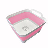 Leemeimei 9L (2.4Gal Dish Basin Collapsible with Drain Plug Carry Handles , Space Saveing Kitchen Storage Tray Dish Wash Basin,