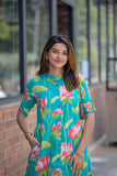 Anni Designer Women'S Rayon Viscose Straight Printed Kurta With Pant (Ladat Green-Vks01_L_Green_Large),Green,L,,,