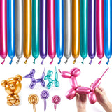 PartyWoo Metallic Twisting Balloons, 50 pcs Long 260Q Modelling in 6 Metallic Colors, Magic Animal Balloons for Children's Party