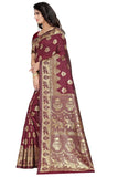 Sugathari Womens Banarasi Saree Pure Kanjivaram Silk Saree Soft New Ladies 2023 Design Wear Pattu Sarees Latest Cotton Party Sari Collections With Blouse Piece For Wedding Sadi (Sam San 9016-Maroon)