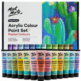 Mont Marte Acrylic Colour Pastel Paint Set Signature 24pc x 36ml (1.2 US fl.oz), Creamy Pastel Acrylic Paint Set, Good Coverage,