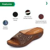 Ortho Joy Women'S Brown Faux Leather Slipper - 5 Uk,Brown,4,B08P8N9NDR