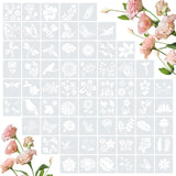 Amrules 65 Pcs Painting Stencils, Flowering Plants Theme Drawing Templates Set for Crafts, Reusable DIY Art Stencil Sets for Woo