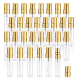 30 Pcs 5ml/0.17oz Mini Spray Bottle Glass Fine Mist Perfume Atomizer Empty Sample Containers with Golden Lids for Travel Cleanin